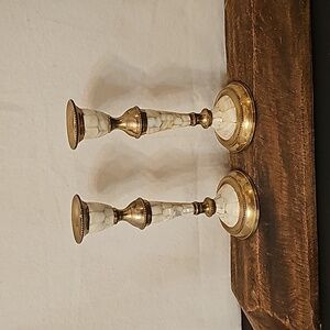 Abalone & Brass Candle Holders